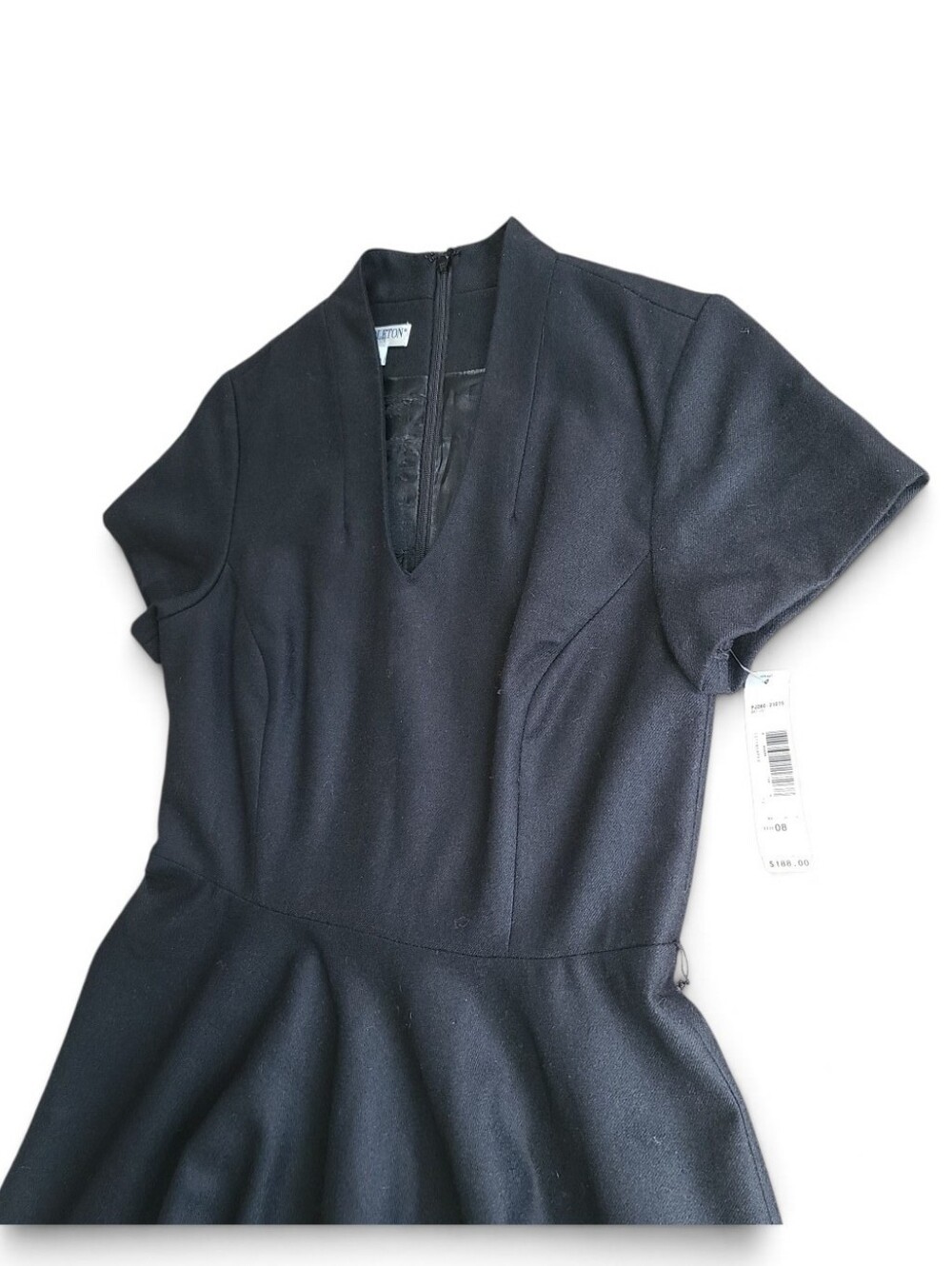 NWT -Vintage Pendleton black wool midi dress fit flare- size 8 petite - Picture 2 of 8